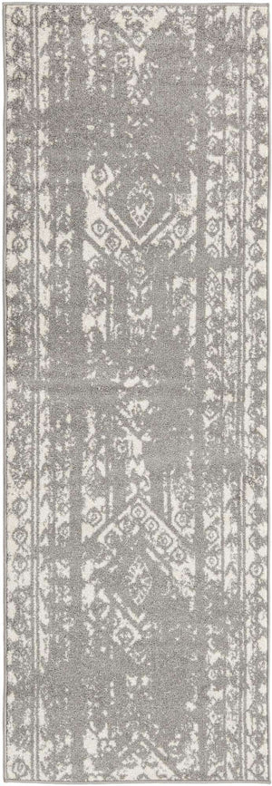 Gray and Ivory 2' x 8' Lennon Runner Area Rug 100% Polypropylene Vintage Distressed Look Modern Contemporary Carpet for Home Decor for Sale at Rug Engine