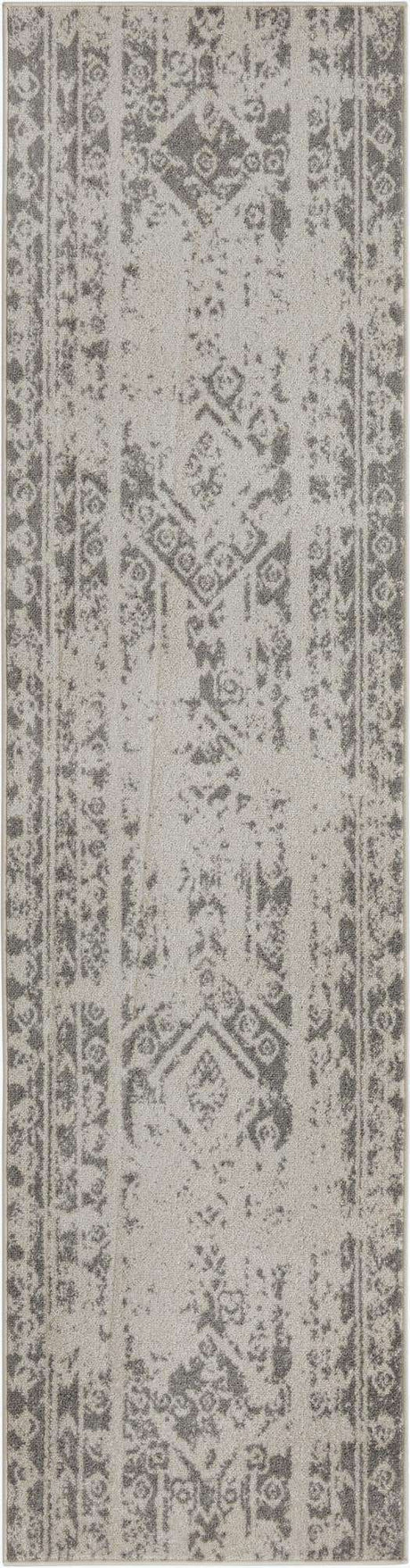 Gray and Ivory 2' 7 x 10' Lennon Runner Area Rug 100% Polypropylene Vintage Distressed Look Modern Contemporary Carpet for Home Decor for Sale at Rug Engine