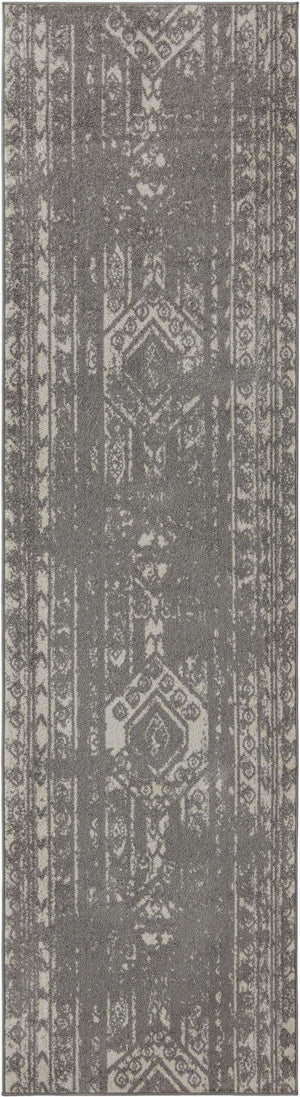 Gray and Ivory 2' 7 x 12' Lennon Runner Area Rug 100% Polypropylene Vintage Distressed Look Modern Contemporary Carpet for Home Decor for Sale at Rug Engine