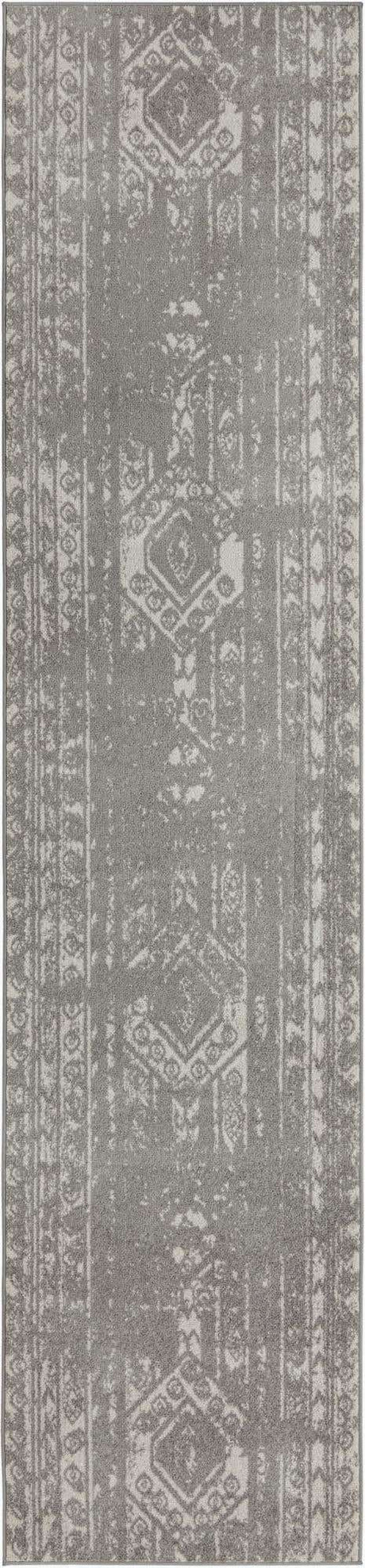 Gray and Ivory 3' 3 x 14' 1 Lennon Runner Area Rug 100% Polypropylene Vintage Distressed Look Modern Contemporary Carpet for Home Decor for Sale at Rug Engine