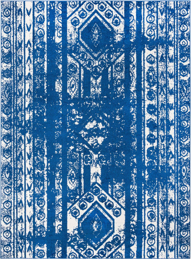 Navy Blue 9' x 12' Lennon Rectangle Area Rug 100% Polypropylene Vintage Distressed Look Modern Contemporary Carpet for Home Decor for Sale at Rug Engine