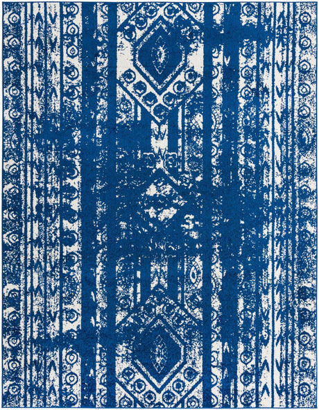 Navy Blue 7' 10 x 10' Lennon Rectangle Area Rug 100% Polypropylene Vintage Distressed Look Modern Contemporary Carpet for Home Decor for Sale at Rug Engine