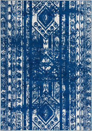 Navy Blue 7' 1 x 10' Lennon Rectangle Area Rug 100% Polypropylene Vintage Distressed Look Modern Contemporary Carpet for Home Decor for Sale at Rug Engine