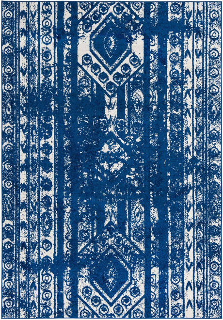 Navy Blue 7' 1 x 10' Lennon Rectangle Area Rug 100% Polypropylene Vintage Distressed Look Modern Contemporary Carpet for Home Decor for Sale at Rug Engine
