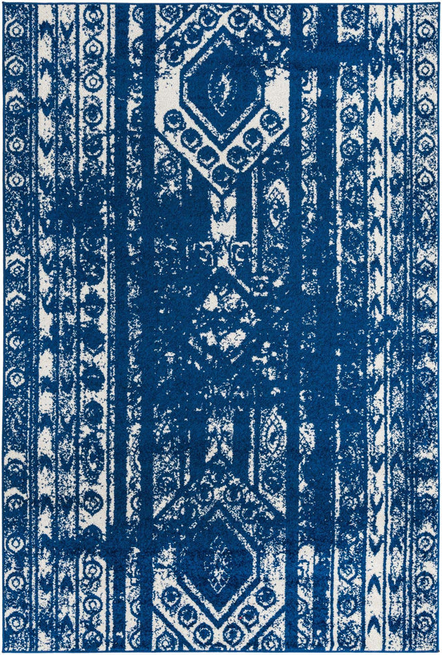 Navy Blue 6' 1 x 9' Lennon Rectangle Area Rug 100% Polypropylene Vintage Distressed Look Modern Contemporary Carpet for Home Decor for Sale at Rug Engine