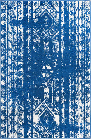 Navy Blue 4' 1 x 6' 1 Lennon Rectangle Area Rug 100% Polypropylene Vintage Distressed Look Modern Contemporary Carpet for Home Decor for Sale at Rug Engine