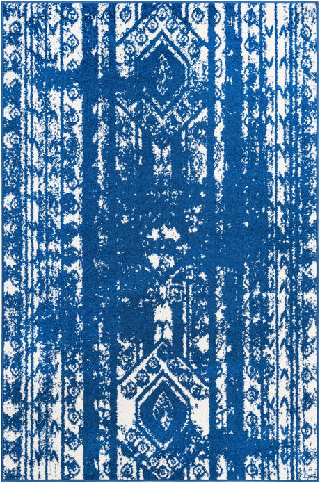 Navy Blue 4' 1 x 6' 1 Lennon Rectangle Area Rug 100% Polypropylene Vintage Distressed Look Modern Contemporary Carpet for Home Decor for Sale at Rug Engine