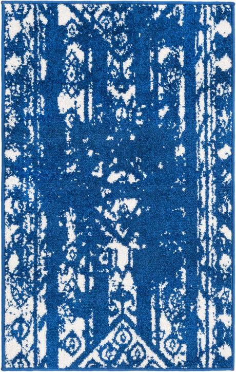 Navy Blue 2' x 3' 1 Lennon Rectangle Area Rug 100% Polypropylene Vintage Distressed Look Modern Contemporary Carpet for Home Decor for Sale at Rug Engine