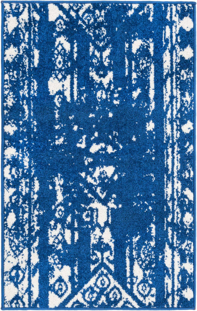 Navy Blue 2' x 3' 1 Lennon Rectangle Area Rug 100% Polypropylene Vintage Distressed Look Modern Contemporary Carpet for Home Decor for Sale at Rug Engine