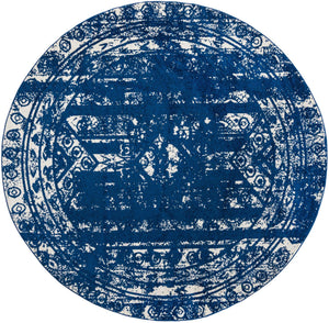 Navy Blue 10' x 10' Lennon Round Area Rug 100% Polypropylene Vintage Distressed Look Modern Contemporary Carpet for Home Decor for Sale at Rug Engine