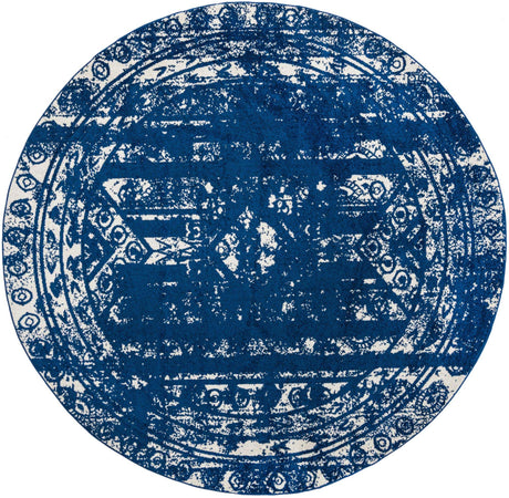 Navy Blue 10' x 10' Lennon Round Area Rug 100% Polypropylene Vintage Distressed Look Modern Contemporary Carpet for Home Decor for Sale at Rug Engine