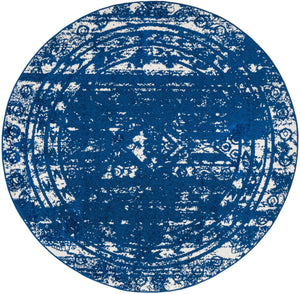 Navy Blue 6' 1 x 6' 1 Lennon Round Area Rug 100% Polypropylene Vintage Distressed Look Modern Contemporary Carpet for Home Decor for Sale at Rug Engine