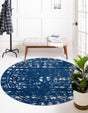 Navy Blue 6' 1 x 6' 1 Lennon Round Area Rug 100% Polypropylene Vintage Distressed Look Modern Contemporary Carpet for Home Decor for Sale at Rug Engine
