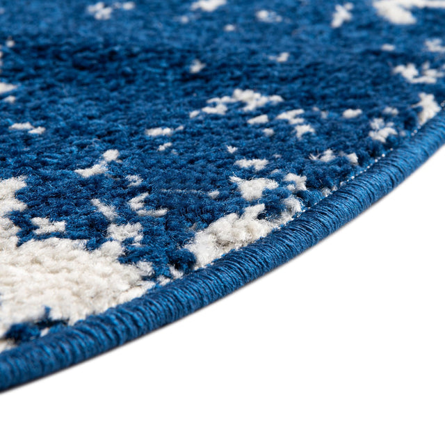Navy Blue 6' 1 x 6' 1 Lennon Round Area Rug 100% Polypropylene Vintage Distressed Look Modern Contemporary Carpet for Home Decor for Sale at Rug Engine