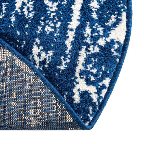 Navy Blue 3' 1 x 3' 1 Lennon Round Area Rug 100% Polypropylene Vintage Distressed Look Modern Contemporary Carpet for Home Decor for Sale at Rug Engine