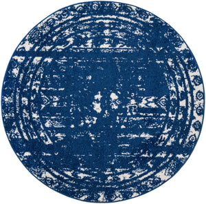 Navy Blue 4' 1 x 4' 1 Lennon Round Area Rug 100% Polypropylene Vintage Distressed Look Modern Contemporary Carpet for Home Decor for Sale at Rug Engine