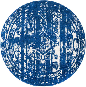 Navy Blue 3' 1 x 3' 1 Lennon Round Area Rug 100% Polypropylene Vintage Distressed Look Modern Contemporary Carpet for Home Decor for Sale at Rug Engine