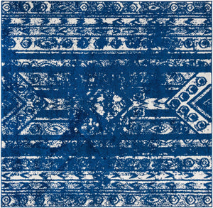 Navy Blue 7' 1 x 7' 1 Lennon Square Area Rug 100% Polypropylene Vintage Distressed Look Modern Contemporary Carpet for Home Decor for Sale at Rug Engine