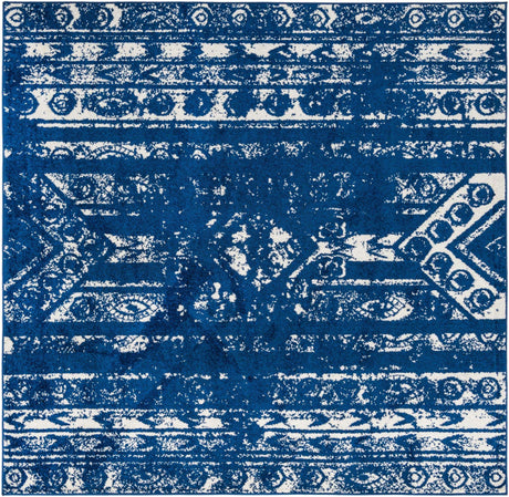 Navy Blue 7' 1 x 7' 1 Lennon Square Area Rug 100% Polypropylene Vintage Distressed Look Modern Contemporary Carpet for Home Decor for Sale at Rug Engine