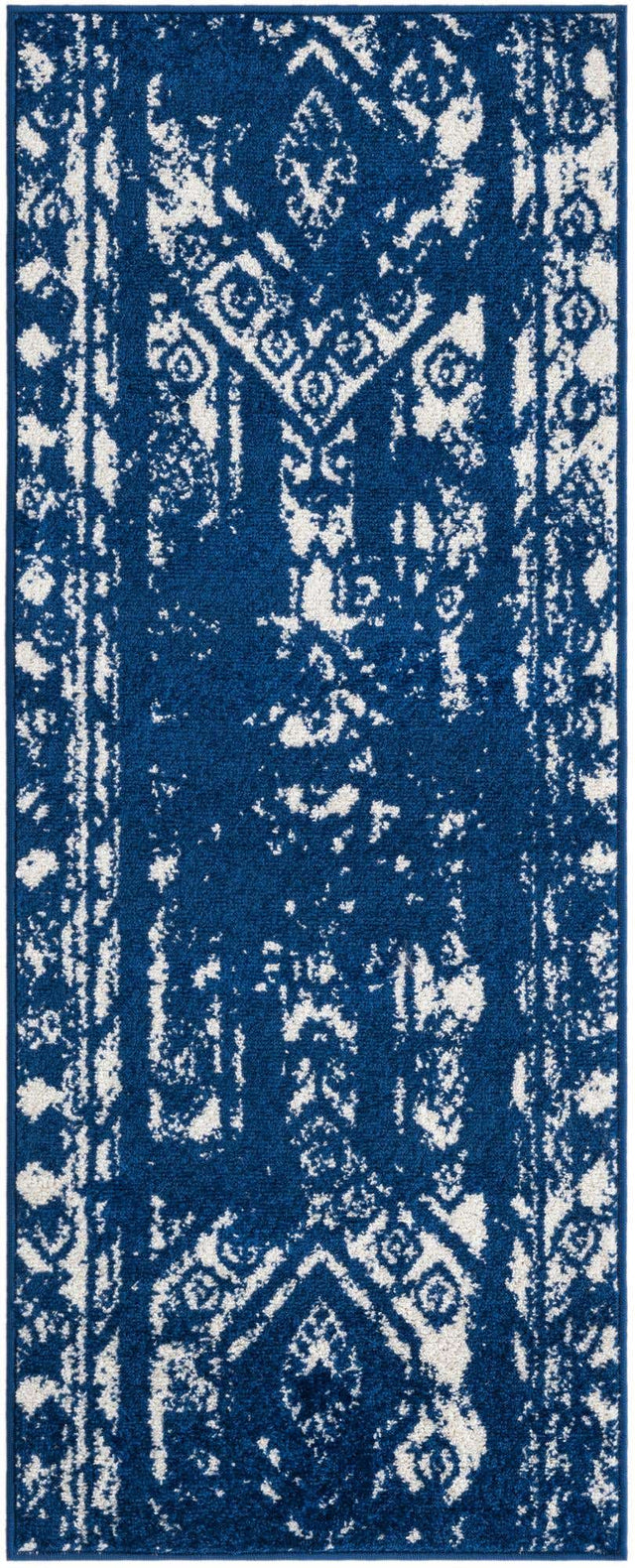 Navy Blue 2' x 5' 3 Lennon Runner Area Rug 100% Polypropylene Vintage Distressed Look Modern Contemporary Carpet for Home Decor for Sale at Rug Engine