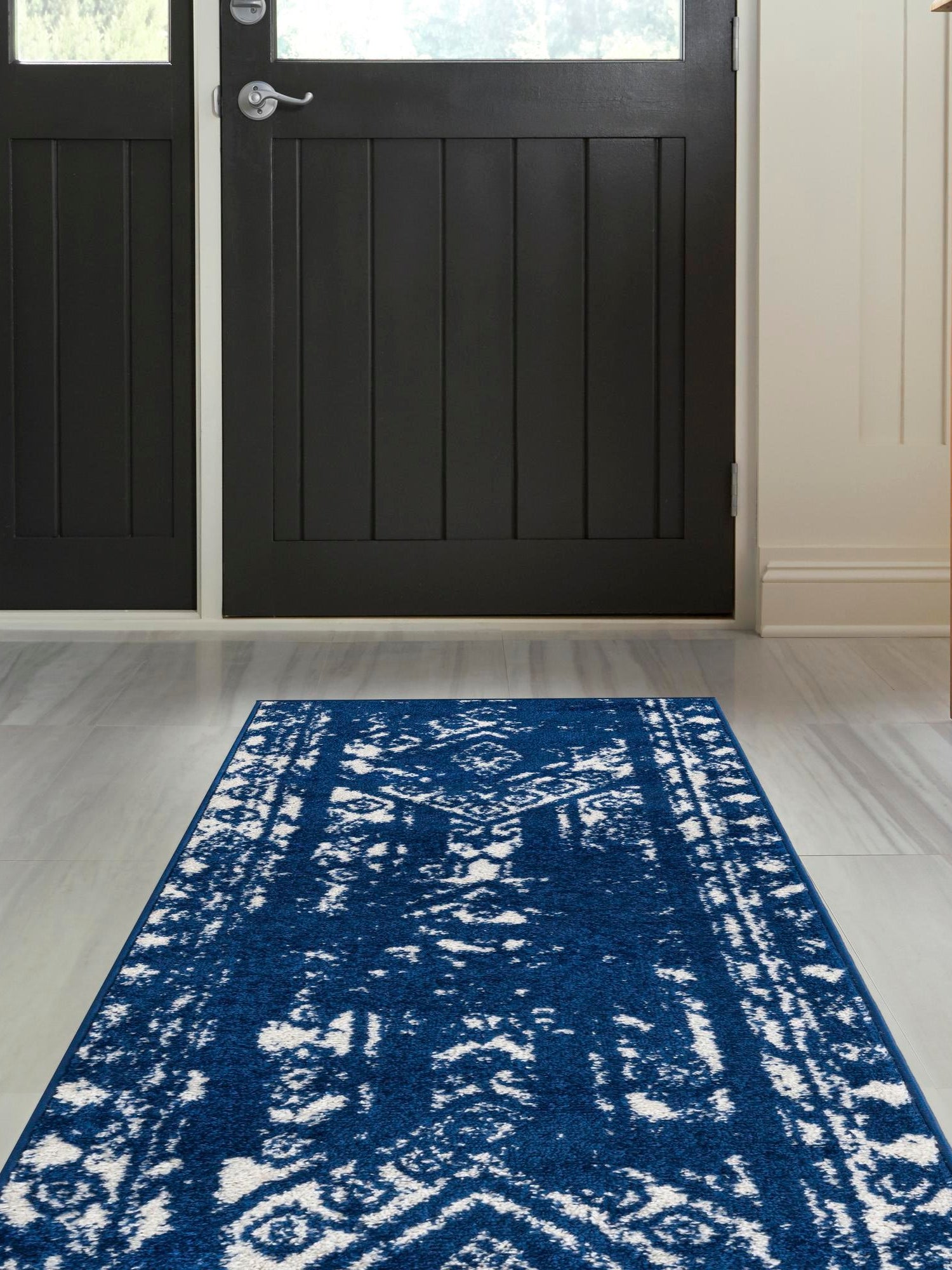 Navy Blue 2' x 5' 3 Lennon Runner Area Rug 100% Polypropylene Vintage Distressed Look Modern Contemporary Carpet for Home Decor for Sale at Rug Engine