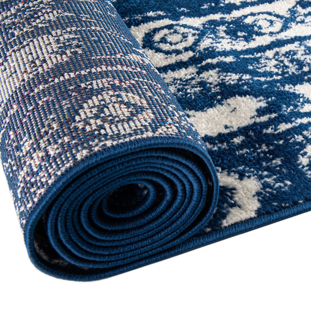 Navy Blue 2' 7 x 12' Lennon Runner Area Rug 100% Polypropylene Vintage Distressed Look Modern Contemporary Carpet for Home Decor for Sale at Rug Engine