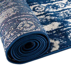 Navy Blue 2' x 8' Lennon Runner Area Rug 100% Polypropylene Vintage Distressed Look Modern Contemporary Carpet for Home Decor for Sale at Rug Engine