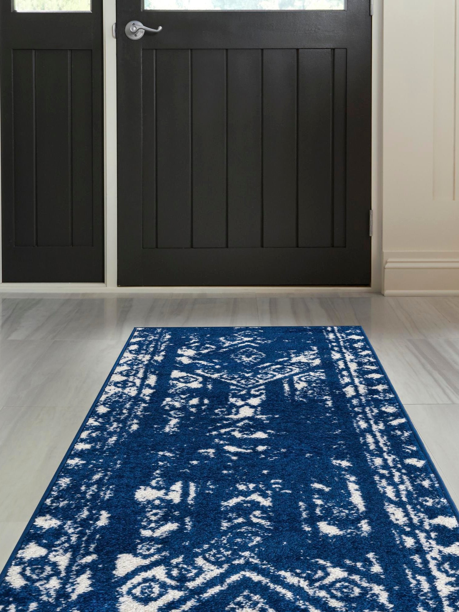 Navy Blue 2' x 6' 1 Lennon Runner Area Rug 100% Polypropylene Vintage Distressed Look Modern Contemporary Carpet for Home Decor for Sale at Rug Engine