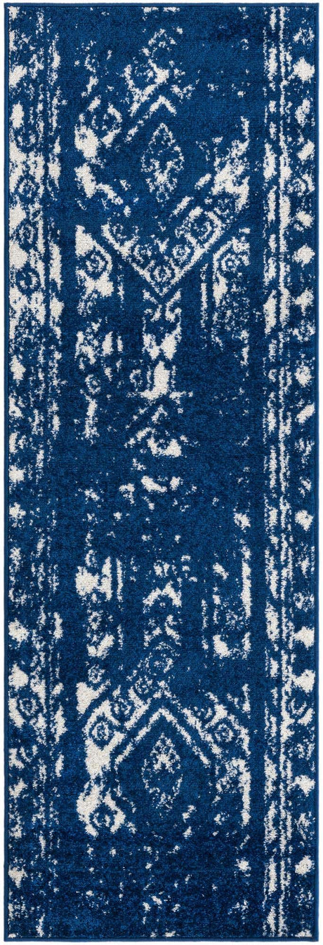 Navy Blue 2' x 6' 1 Lennon Runner Area Rug 100% Polypropylene Vintage Distressed Look Modern Contemporary Carpet for Home Decor for Sale at Rug Engine