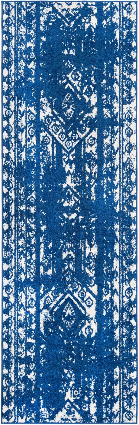Navy Blue 2' x 8' Lennon Runner Area Rug 100% Polypropylene Vintage Distressed Look Modern Contemporary Carpet for Home Decor for Sale at Rug Engine