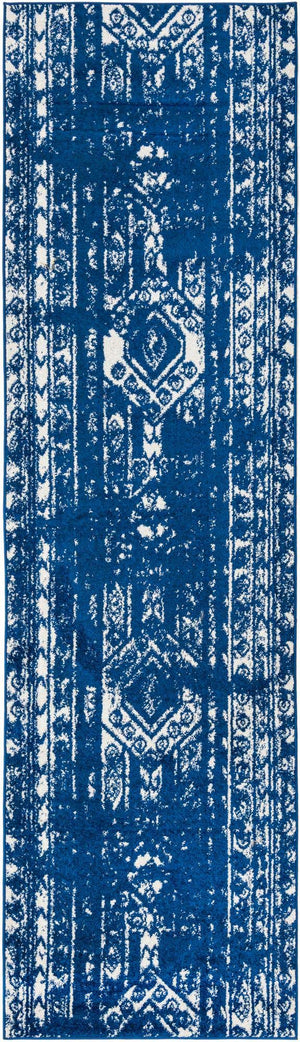 Navy Blue 2' 7 x 12' Lennon Runner Area Rug 100% Polypropylene Vintage Distressed Look Modern Contemporary Carpet for Home Decor for Sale at Rug Engine