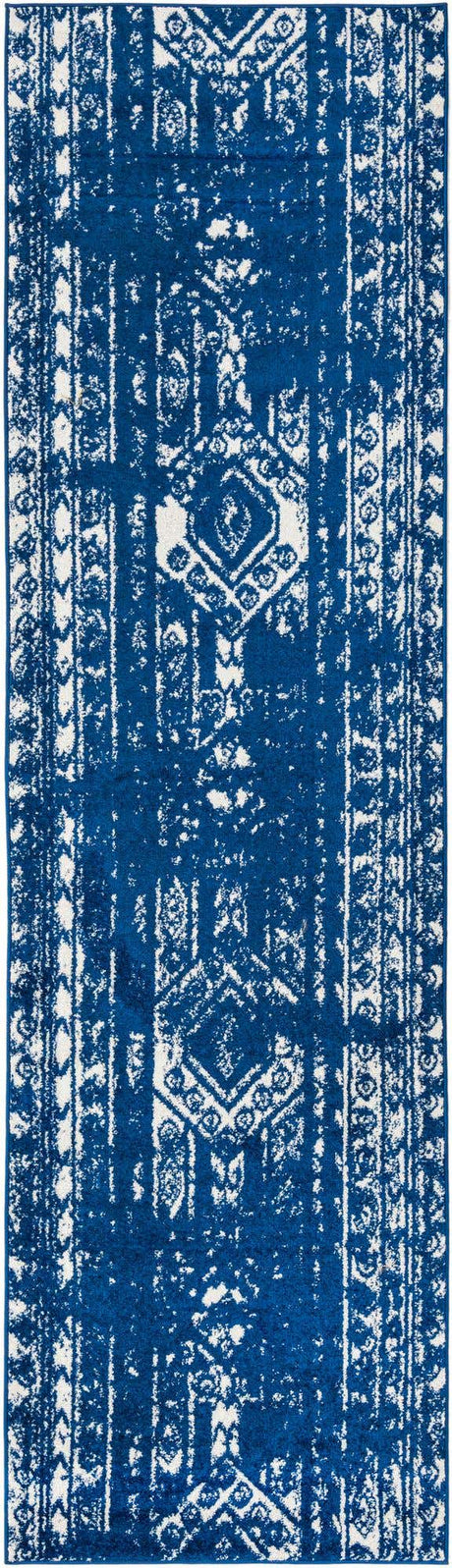 Navy Blue 2' 7 x 12' Lennon Runner Area Rug 100% Polypropylene Vintage Distressed Look Modern Contemporary Carpet for Home Decor for Sale at Rug Engine