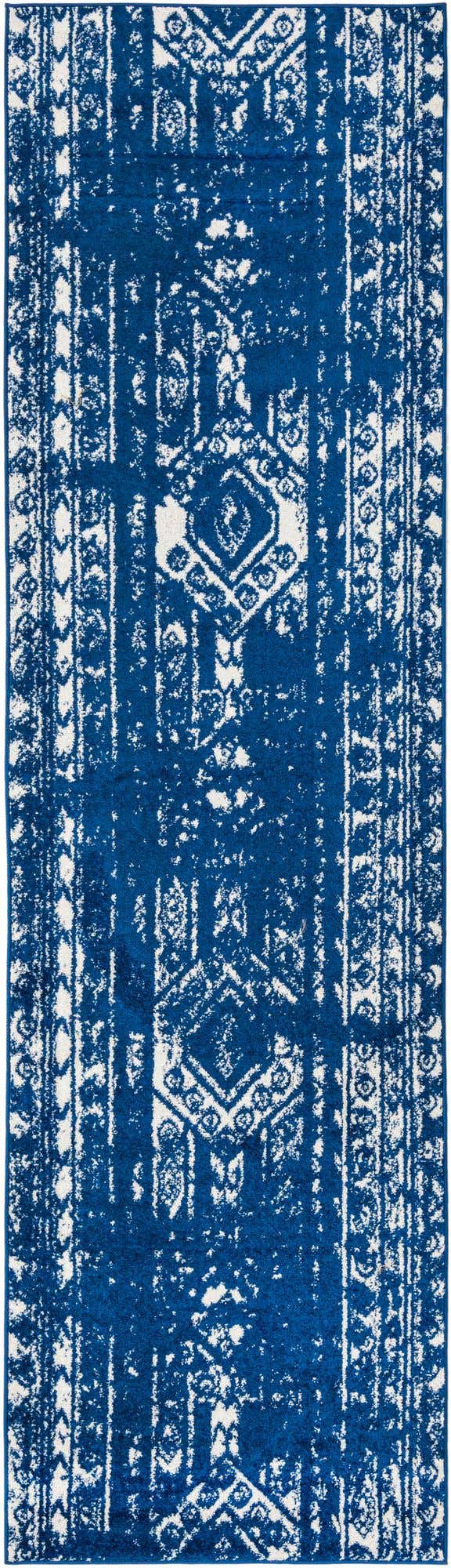 Navy Blue 2' 7 x 12' Lennon Runner Area Rug 100% Polypropylene Vintage Distressed Look Modern Contemporary Carpet for Home Decor for Sale at Rug Engine