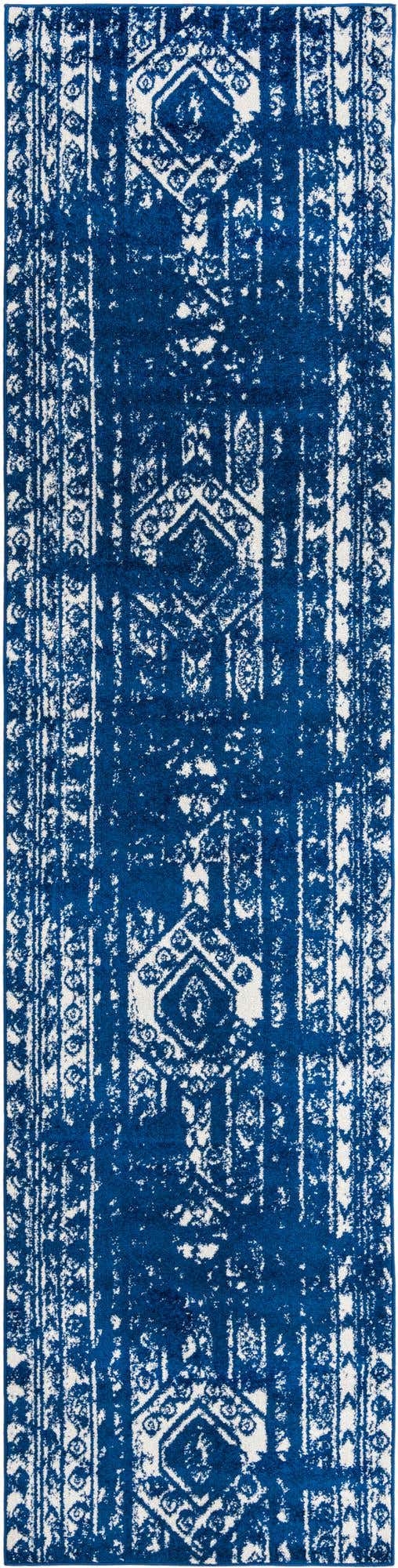 Navy Blue 3' 3 x 14' 1 Lennon Runner Area Rug 100% Polypropylene Vintage Distressed Look Modern Contemporary Carpet for Home Decor for Sale at Rug Engine