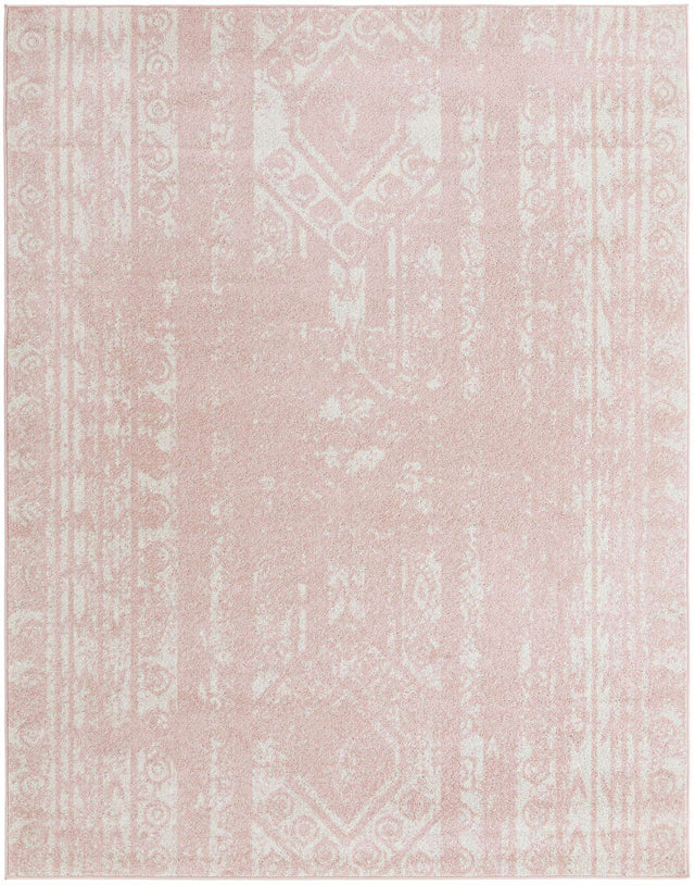 Pink 7' 10 x 10' Lennon Rectangle Area Rug 100% Polypropylene Vintage Distressed Look Modern Contemporary Carpet for Home Decor for Sale at Rug Engine