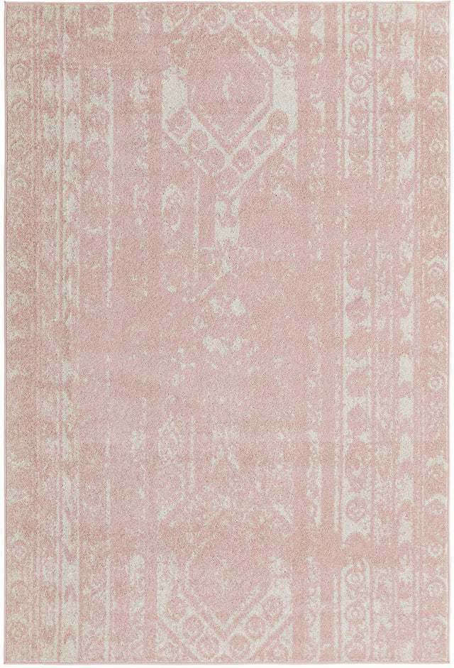 Pink 6' 1 x 9' Lennon Rectangle Area Rug 100% Polypropylene Vintage Distressed Look Modern Contemporary Carpet for Home Decor for Sale at Rug Engine