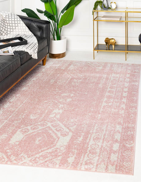 Pink 7' 1 x 10' Lennon Rectangle Area Rug 100% Polypropylene Vintage Distressed Look Modern Contemporary Carpet for Home Decor for Sale at Rug Engine