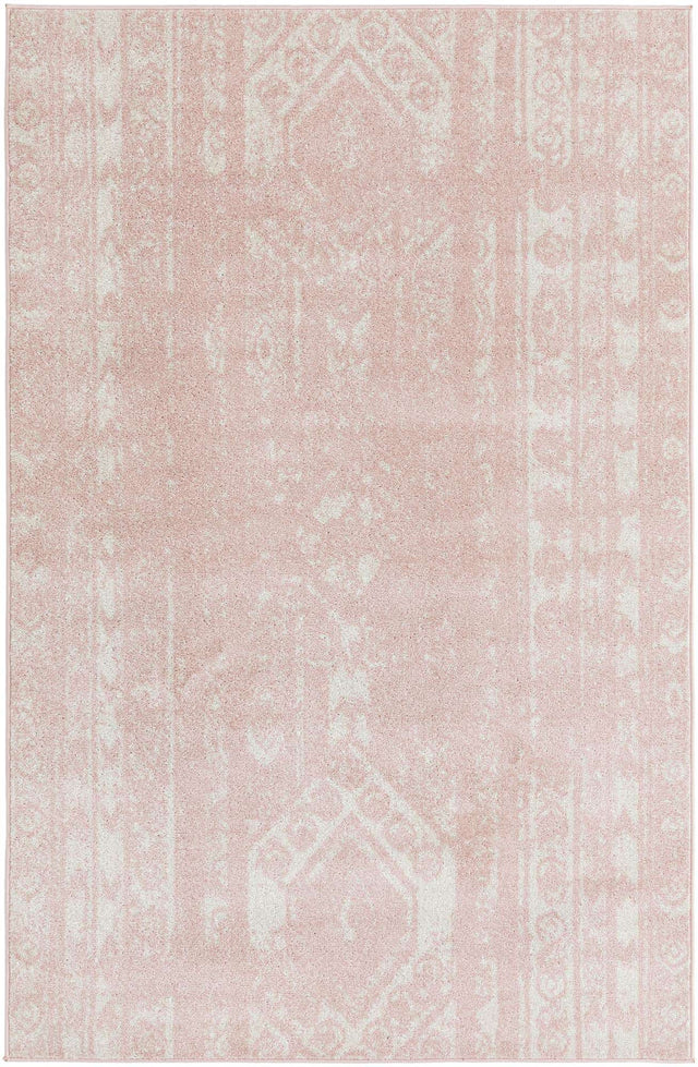 Pink 5' 3 x 8' Lennon Rectangle Area Rug 100% Polypropylene Vintage Distressed Look Modern Contemporary Carpet for Home Decor for Sale at Rug Engine