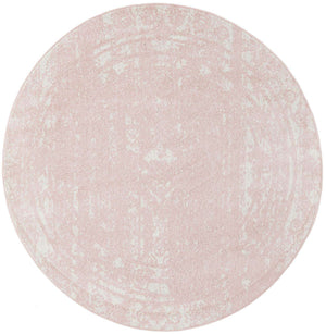 Pink 6' 1 x 6' 1 Lennon Round Area Rug 100% Polypropylene Vintage Distressed Look Modern Contemporary Carpet for Home Decor for Sale at Rug Engine