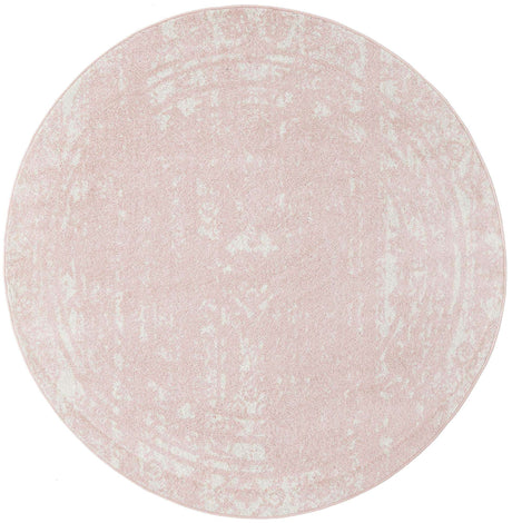 Pink 6' 1 x 6' 1 Lennon Round Area Rug 100% Polypropylene Vintage Distressed Look Modern Contemporary Carpet for Home Decor for Sale at Rug Engine