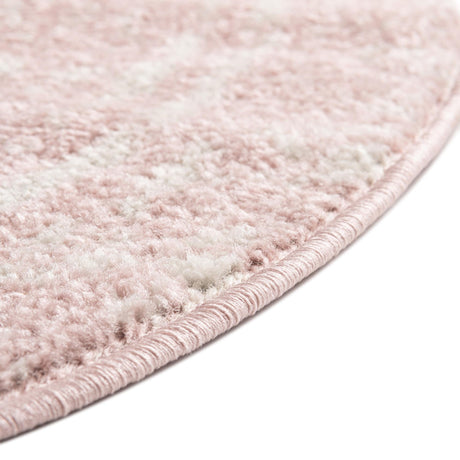 Pink 3' 1 x 3' 1 Lennon Round Area Rug 100% Polypropylene Vintage Distressed Look Modern Contemporary Carpet for Home Decor for Sale at Rug Engine