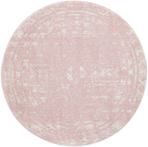 Pink 4' 1 x 4' 1 Lennon Round Area Rug 100% Polypropylene Vintage Distressed Look Modern Contemporary Carpet for Home Decor for Sale at Rug Engine