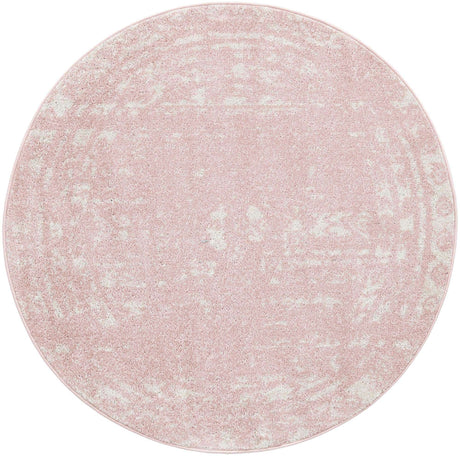 Pink 4' 1 x 4' 1 Lennon Round Area Rug 100% Polypropylene Vintage Distressed Look Modern Contemporary Carpet for Home Decor for Sale at Rug Engine