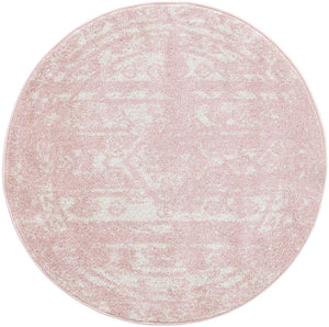 Pink 3' 1 x 3' 1 Lennon Round Area Rug 100% Polypropylene Vintage Distressed Look Modern Contemporary Carpet for Home Decor for Sale at Rug Engine