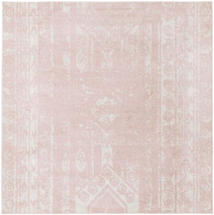 Pink 10' x 10' Lennon Square Area Rug 100% Polypropylene Vintage Distressed Look Modern Contemporary Carpet for Home Decor for Sale at Rug Engine