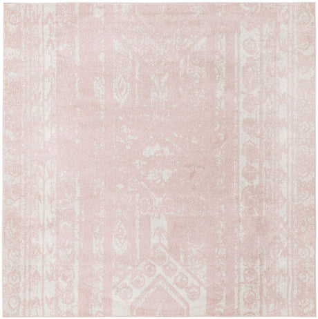 Pink 10' x 10' Lennon Square Area Rug 100% Polypropylene Vintage Distressed Look Modern Contemporary Carpet for Home Decor for Sale at Rug Engine