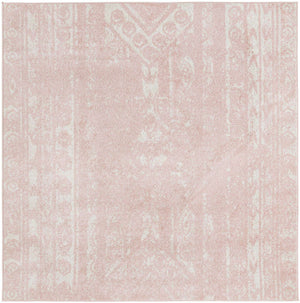 Pink 7' 1 x 7' 1 Lennon Square Area Rug 100% Polypropylene Vintage Distressed Look Modern Contemporary Carpet for Home Decor for Sale at Rug Engine