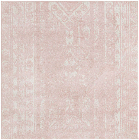 Pink 7' 1 x 7' 1 Lennon Square Area Rug 100% Polypropylene Vintage Distressed Look Modern Contemporary Carpet for Home Decor for Sale at Rug Engine