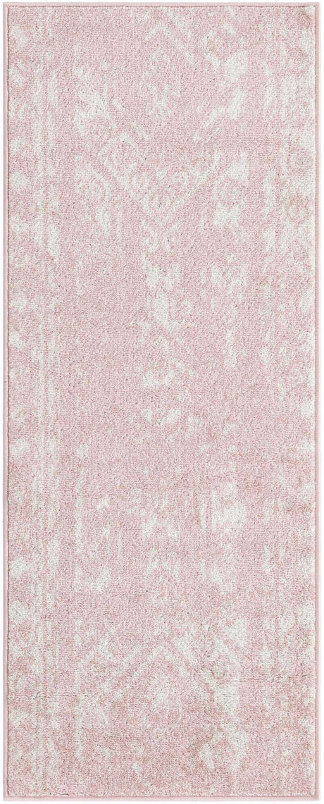 Pink 2' x 5' 3 Lennon Runner Area Rug 100% Polypropylene Vintage Distressed Look Modern Contemporary Carpet for Home Decor for Sale at Rug Engine
