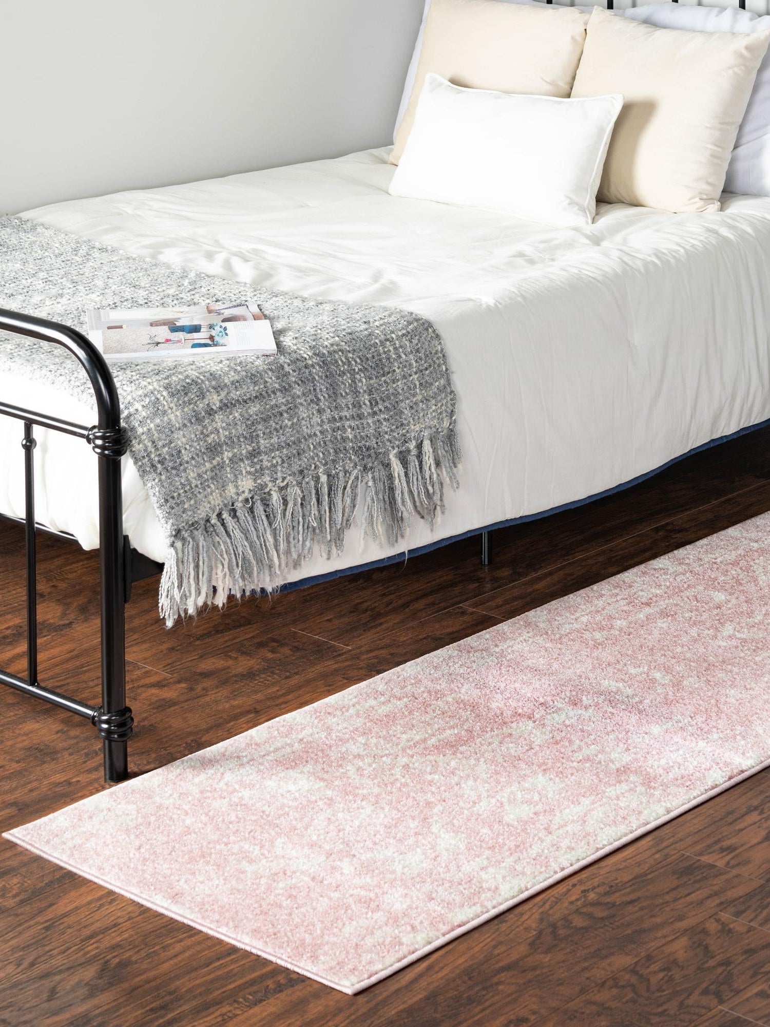 Pink 3' 3 x 14' 1 Lennon Runner Area Rug 100% Polypropylene Vintage Distressed Look Modern Contemporary Carpet for Home Decor for Sale at Rug Engine